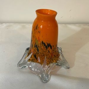 Handmade Flowing Blown Glass Tulip Shade Orange Multi